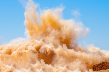 Dust span in the desert after detonation 