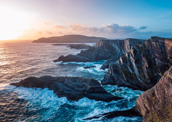 Sunset over Kerry Cliffs, Ireland