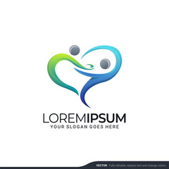 Obraz premium Modern people logo gather with abstract style. Vector illustration.