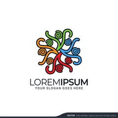 Modern people logo gather with abstract style. Vector illustration.