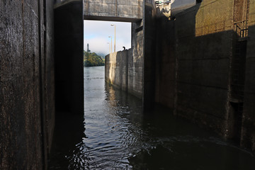 One of the locks on the navigable river Duoro