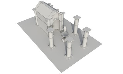 ancient house, medieval building, 3d visualization, illustration