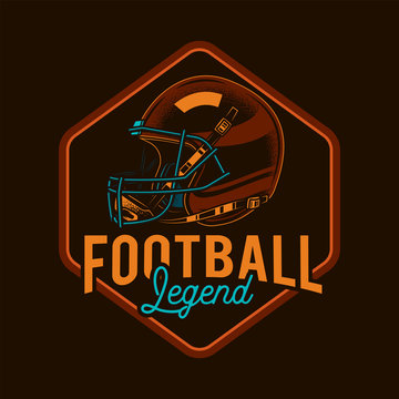 The original vector emblem of American football. Retro style football helmet.