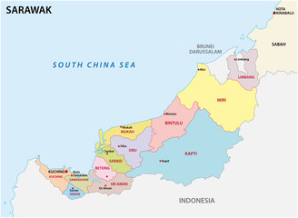 administrative and political map of the malayan division sarawak