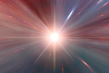 Light stripes. Sunburst in galaxy. Hyper jump. The elements of this image furnished by NASA.