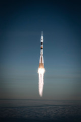 Dramatic rocket launch.  The elements of this image furnished by NASA.