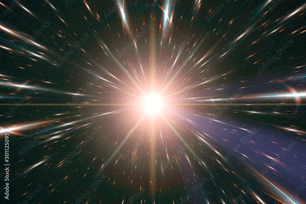 Wall mural light stripes. sunburst in galaxy. hyper jump. the elements of this image furnished by nasa.