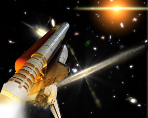 Rocket and space. The elements of this image furnished by NASA.