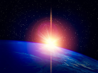 Sunrise, view from space. The elements of this image furnished by NASA.