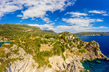 Fototapeta na wymiar Aerial landscape of mediterranean nature in Greece
