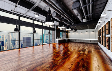 3d render of beautiful industrial style interior