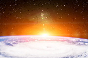 Naklejka premium Sunrise, view from space. The elements of this image furnished b