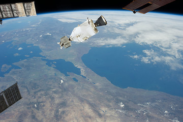 Space station. Different spaceships above the earth. The elements of this image furnished by NASA.