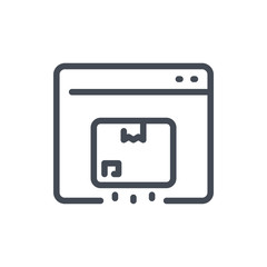 Online store order line icon. Web page with delivery box vector outline sign.