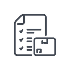 Checklist with box line icon. Delivery plan and shipping status vector outline sign.