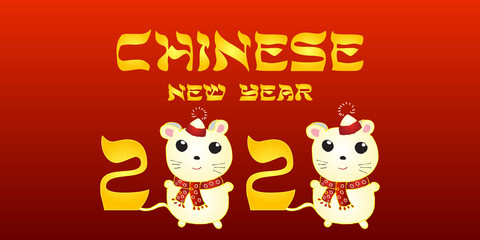 Fototapeta na wymiar happy chinese new year on red background 2020, vector, illustration