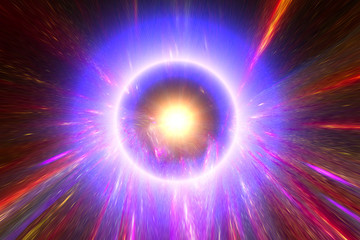 Big light ring in the center of universe. Splash. Big bang. The elements of this image furnished by NASA.