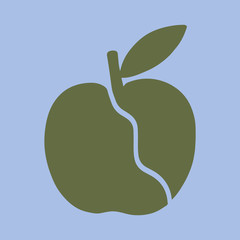Broken apple silhouette in modern flat style.