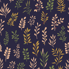 Seamless Abstract Pattern with  Herbs Elements.