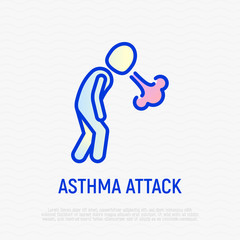 Asthma attack thin line icon. Shortness breathing. Symptom of respiratory disease. Modern vector illustration.