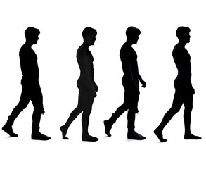 man nude and dressed on white background