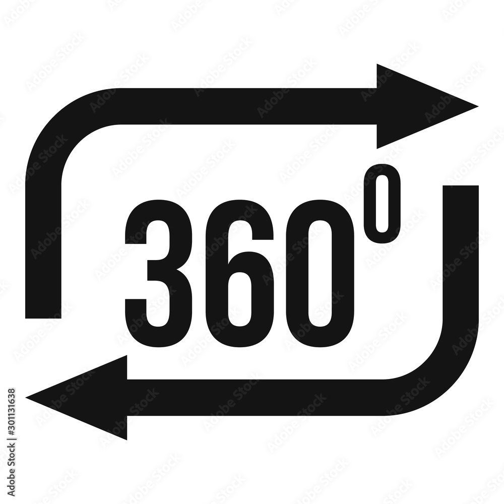 Poster 360 degrees simulation icon. simple illustration of 360 degrees simulation vector icon for web desig