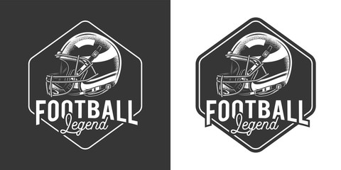 Original monochrome vector emblem of American football in retro style.