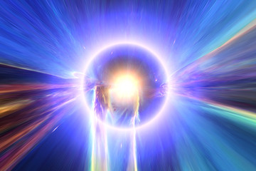 Big light ring in the center of universe. Splash. Big bang. The elements of this image furnished by...