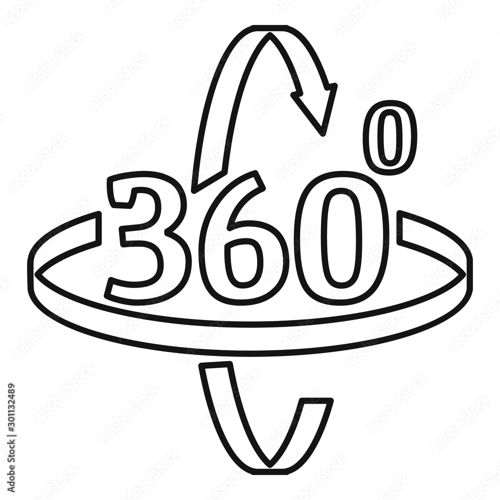 Poster 360 degrees rotation icon. outline 360 degrees rotation vector icon for web design isolated on white