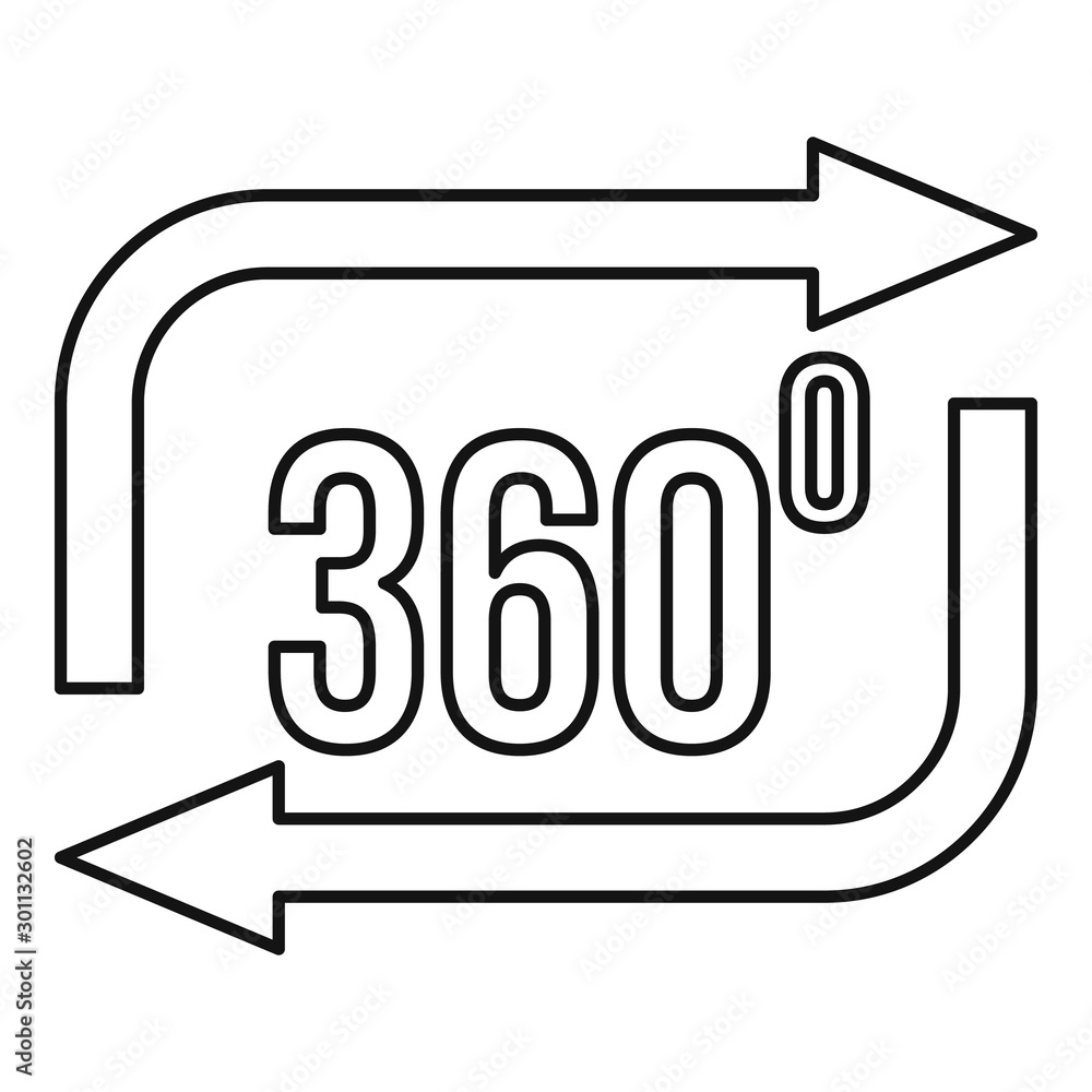 Poster 360 degrees simulation icon. outline 360 degrees simulation vector icon for web design isolated on w