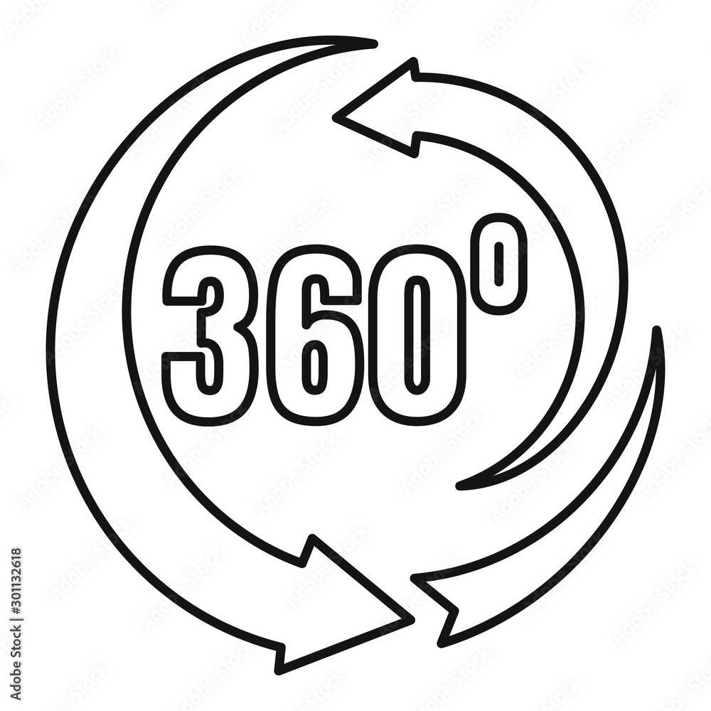 Poster 360 degrees rotation icon. outline 360 degrees rotation vector icon for web design isolated on white