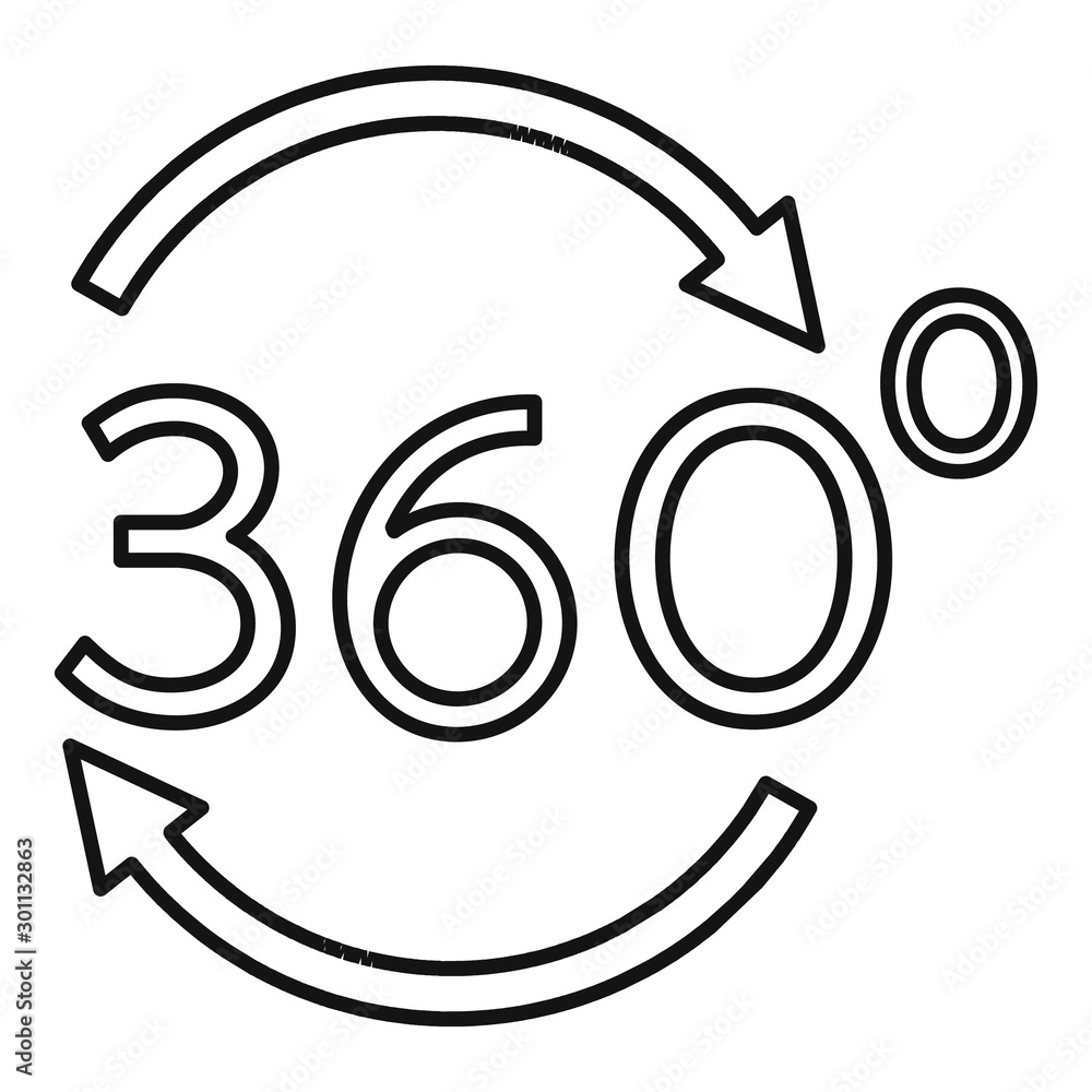 Poster Vr brain 360 degrees icon. Outline vr brain 360 degrees vector icon for web design isolated on white background