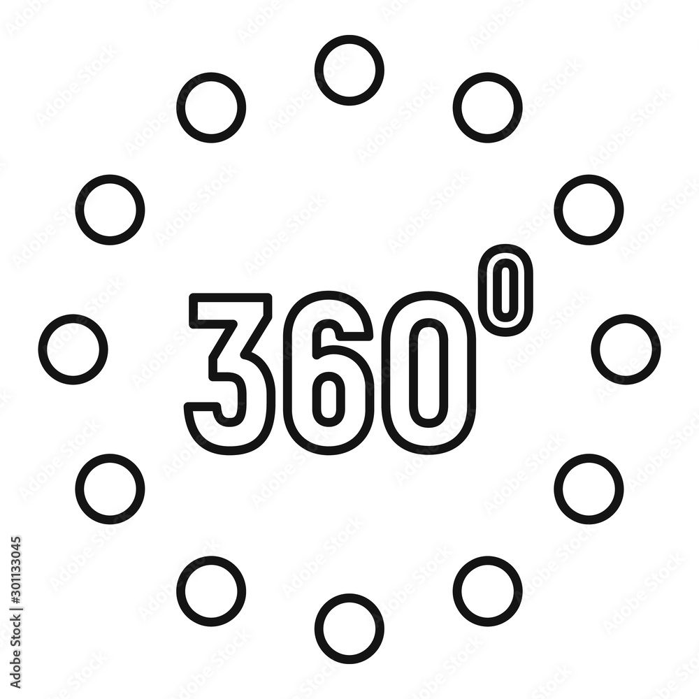 Poster simulation 360 degrees icon. outline simulation 360 degrees vector icon for web design isolated on w