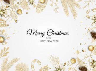 Christmas vector background. Xmas sale, holiday web banner.