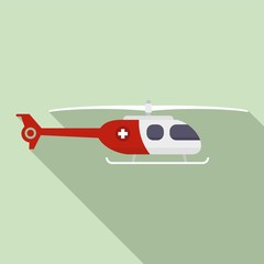Ambulance helicopter icon. Flat illustration of ambulance helicopter vector icon for web design