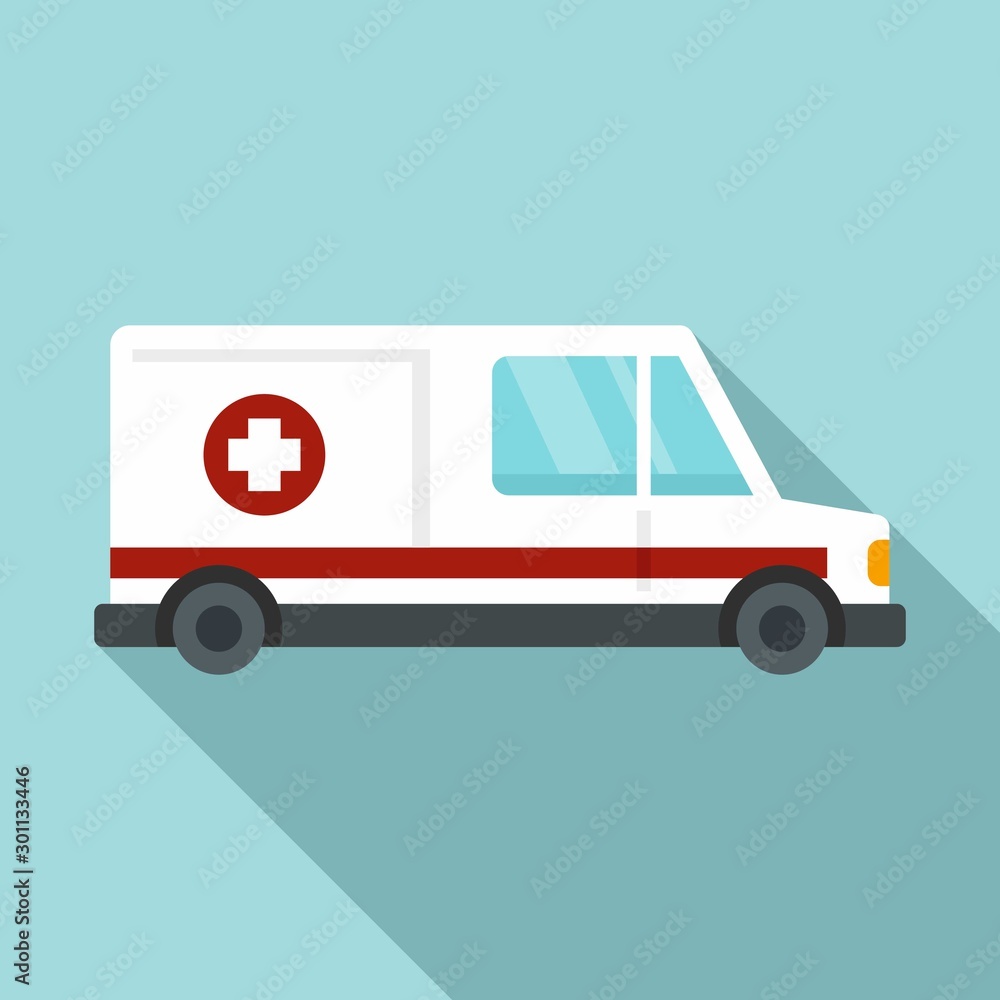 Poster assistant ambulance icon. flat illustration of assistant ambulance vector icon for web design