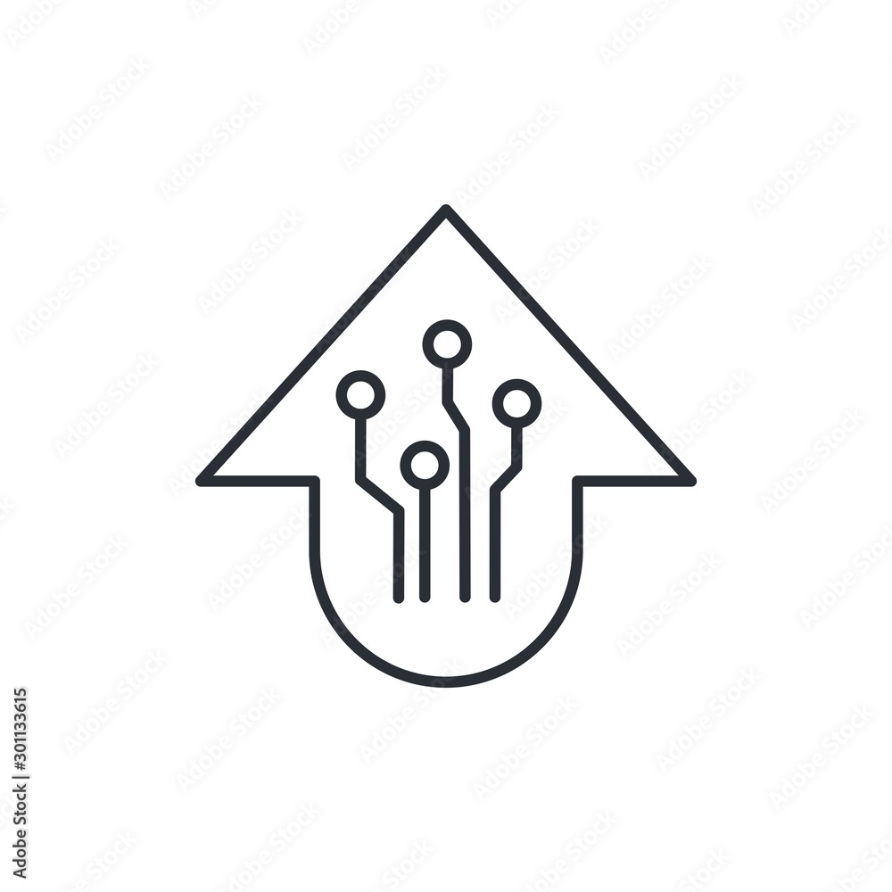 Poster electronic arrow. motion.vector linear icon on a white background.