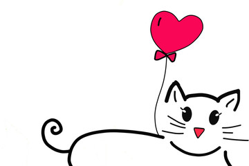 Draw face of lovely cat on white background