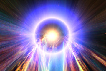 Big light ring in the center of universe. Splash. Big bang. The elements of this image furnished by NASA.