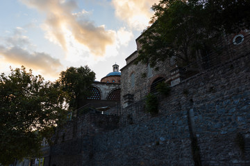  Istanbul, Turkey; an old medieval castle with canons in the evening.