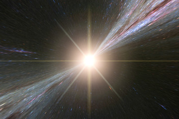 Light stripes. Sunburst in galaxy. Hyper jump. The elements of this image furnished by NASA.