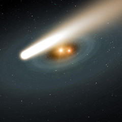 Comet flying in outer space. The elements of this image furnished by NASA.