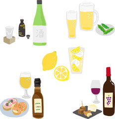 お酒のセット　日本酒　ビール　レモンサワー　クラフトビール　ワイン