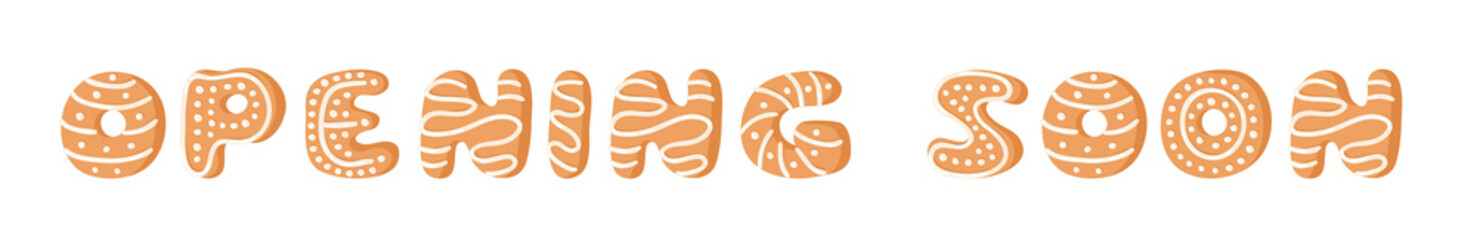 Cartoon vector illustration Ginger bread Cookies word. Hand drawn Christmas font. Actual Creative Holidays bake alphabet