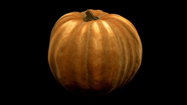 rotating pumpkin on black background with alpha channel . 3d 4K