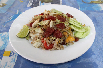 Fried rice with chinese sausage