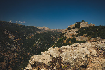 The Nimrod Fortress or Nimrod Castle is a medieval Ayyubid castle situated on the southern slopes of Mount Hermon, on a ridge rising about 800 m above sea level. It overlooks the Golan Heights 