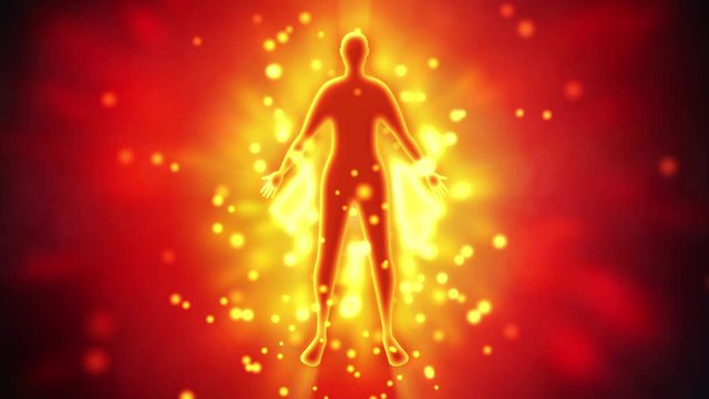 メラメラと燃焼する人物シルエット　ループ