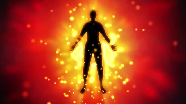 メラメラと燃焼する人物シルエット　ループ