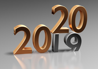 New Year 2020 over old 2019